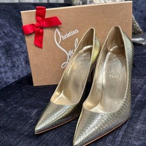 Christian Louboutin Kate 100 Gold Platine Metallic Size 40
